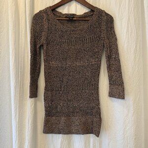 White House Black Market Open Knit Womens Size Small Metallic Brown